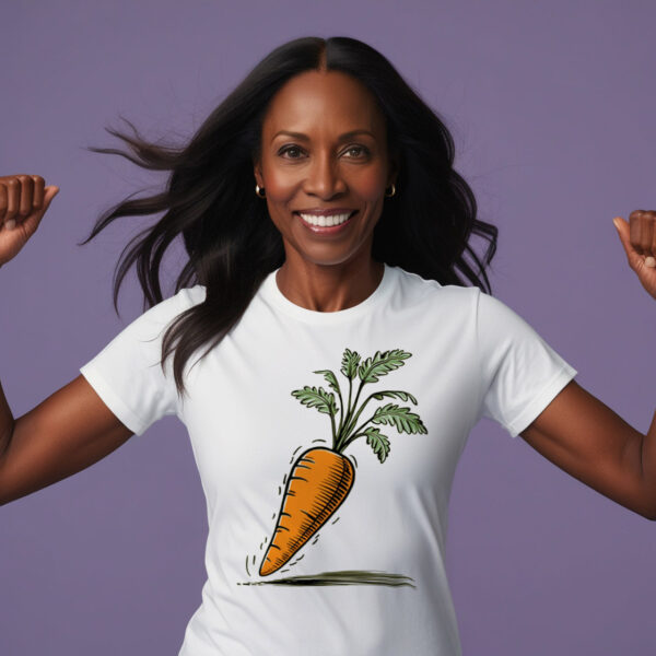 Small Carrot Cool Stylish T-Shirt Featuring a Trendy Carrot Design