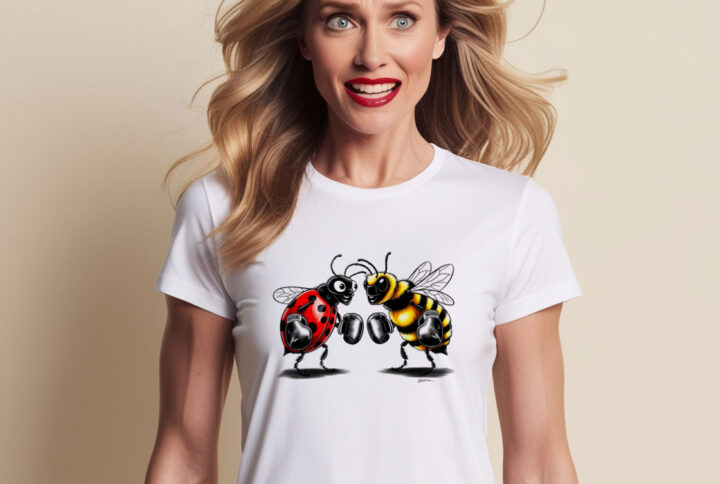 Cute Gloves and Giggles t-shirt featuring love bug and beetle ready to box