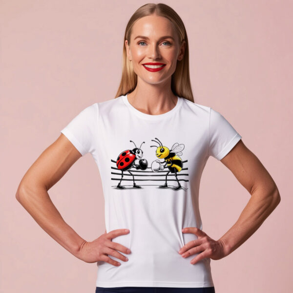 Love and Boxing Tee Featuring a Love Bug and Beetle in a Friendly Fight T-shirt (Small)