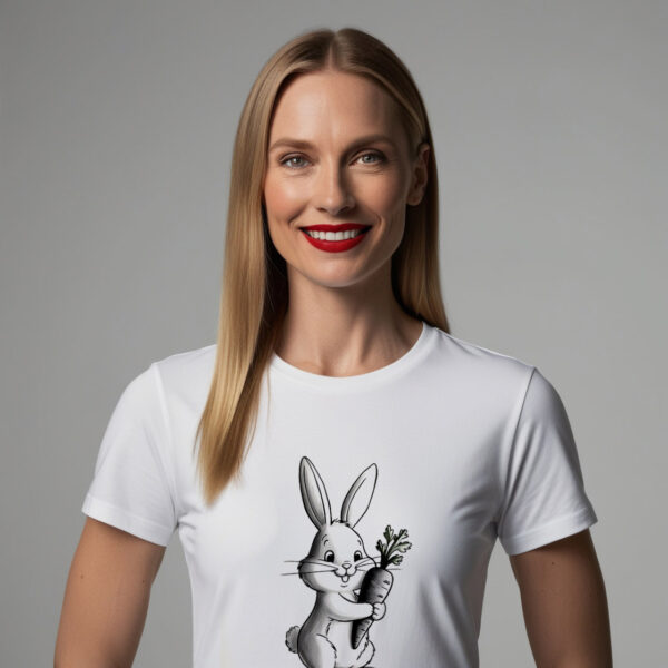 Small Bunny Carrot Charm Fun Graphic T-Shirt for Everyday Wear