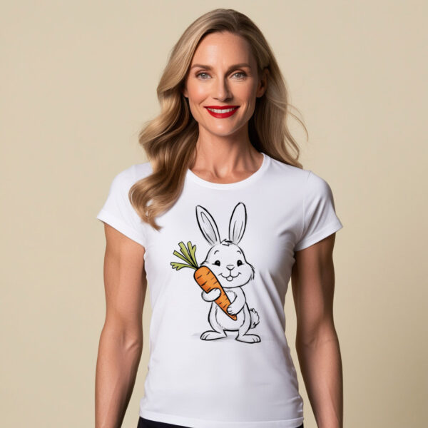 Carrot Bunny Fun Whimsical Design on a Classic Cotton T-Shirt