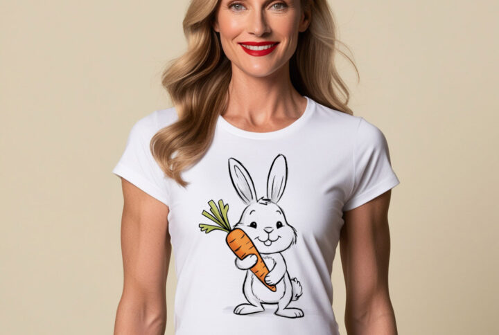 Carrot Bunny Fun Whimsical Design on a Classic Cotton T-Shirt