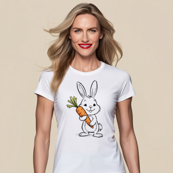 Carrot Bunny Fun Whimsical Design on a Classic Cotton T-Shirt