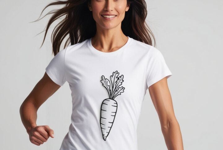 Carrot Love Bright and Cheerful Carrot Design on a Crew Neck T-Shirt