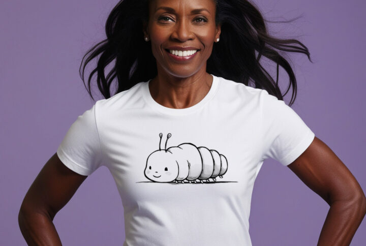 Cuddly Caterpillar Adorable Crew Neck T-shirt for a Charming Look