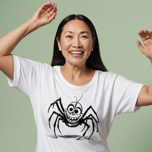 Small size giggle-worthy spider t-shirt with a fun spider graphic