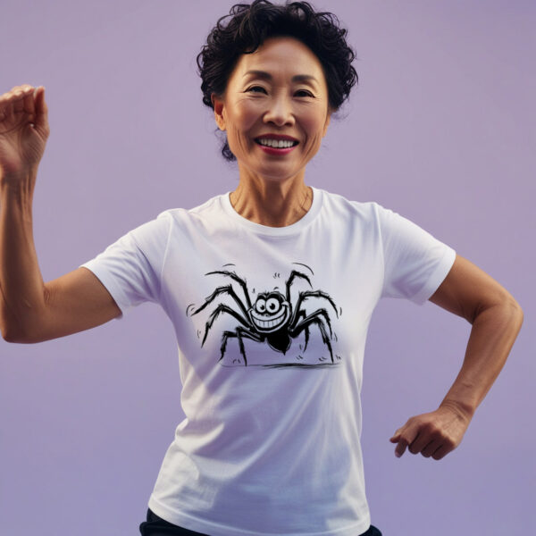 Funny Spider Fun White Crew Neck T-shirt