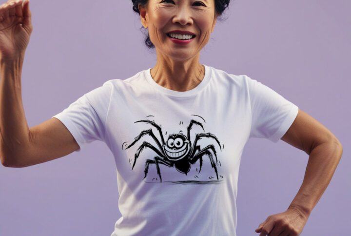 Funny Spider Fun White Crew Neck T-shirt
