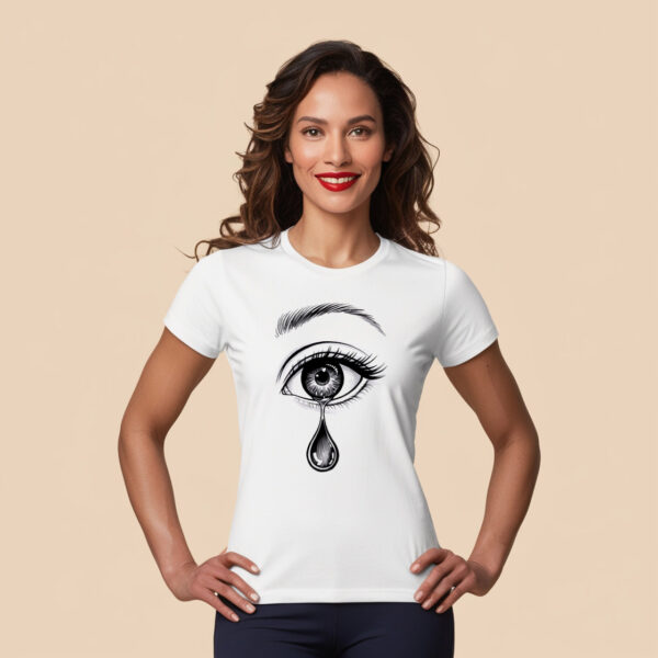 Emotion Unveiled - Artistic T-shirt Showcasing a Dramatic Eye and Tear