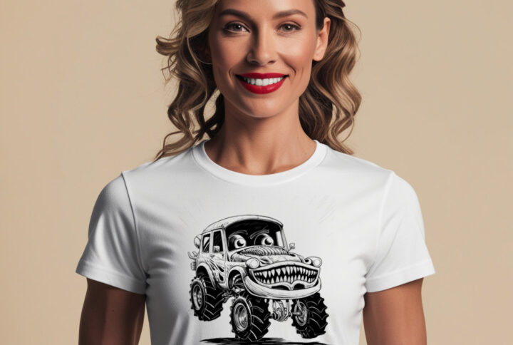 Creepy Cargo Trendy T-shirt with an Evil Looking Truck Graphic