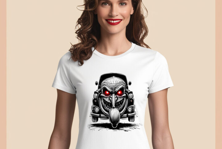 Horror Hauler T-shirt with an evil truck print