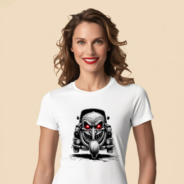 Horror Hauler T-shirt with an evil truck print (Small)