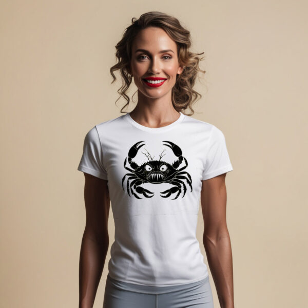 Frightful Crab Haunting Crab Design Crew Neck T-shirt