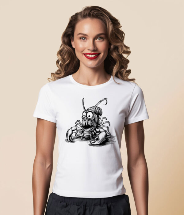 Creepy Crustacean Scary Lobster Graphic Crew Neck T-shirt in Small Size