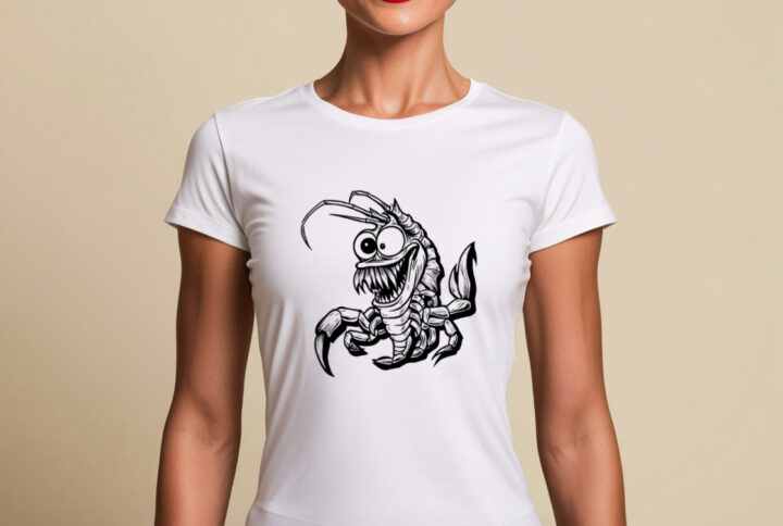Lobster Terror Spooky Lobster Print Crew Neck T-shirt 2