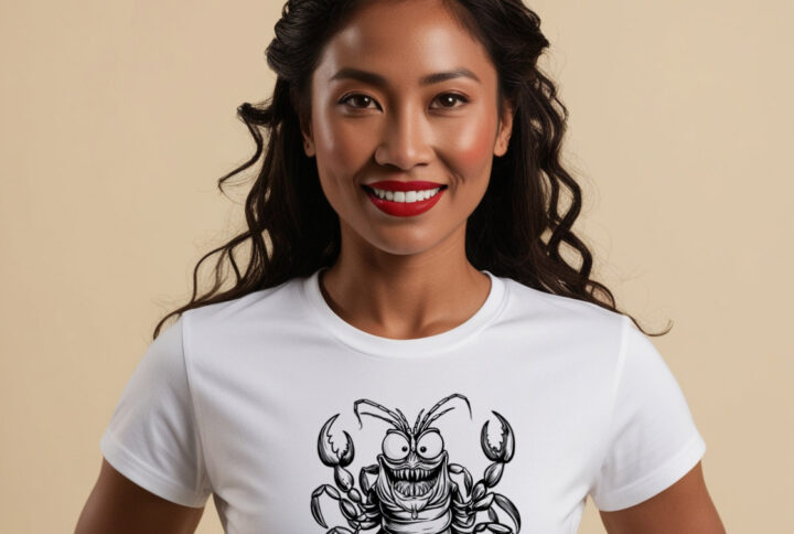 Lobster Terror Spooky Lobster Print Crew Neck T-shirt