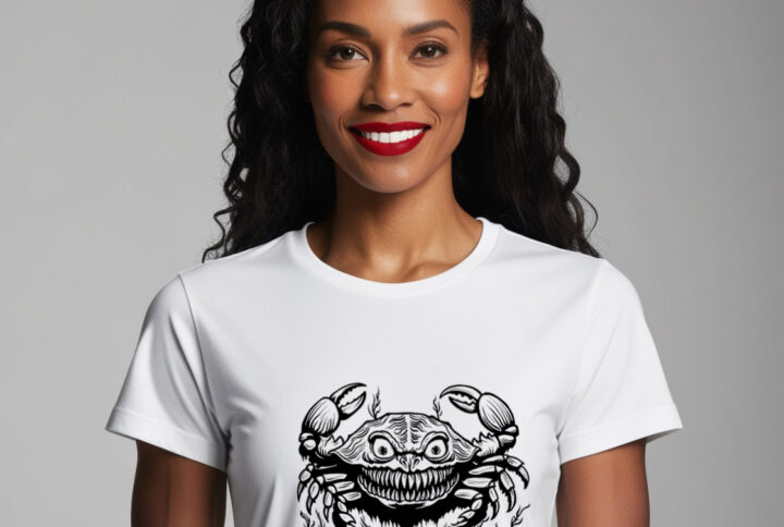 Spooky Crab Eerie Crab Design on a Classic Crew Neck T-shirt