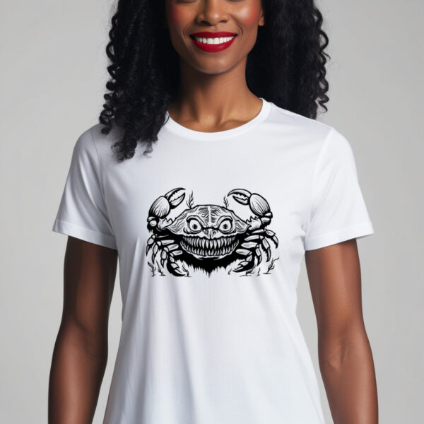 Spooky Crab Eerie Crab Design on a Classic Crew Neck T-shirt (Small)