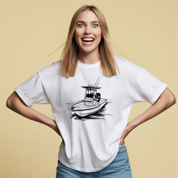 Small Harbor Life T-shirt featuring a nostalgic fishing boat