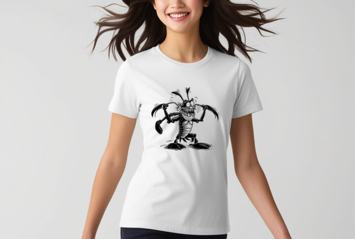 Haunting Lobster T-shirt with an eerie design on a classic crew neck