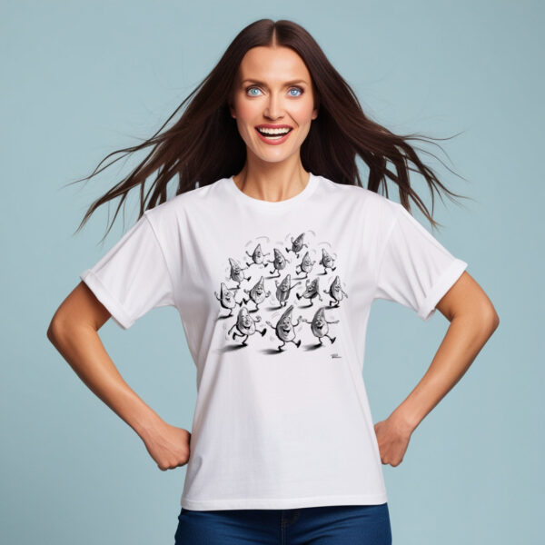 Dancing Nuts - Chilling Crew Neck T-shirt with Creepy Peanut Graphic in Small Size