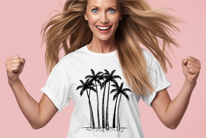 Palm Paradise Relaxing Design on a Classic Crew Neck T-shirt