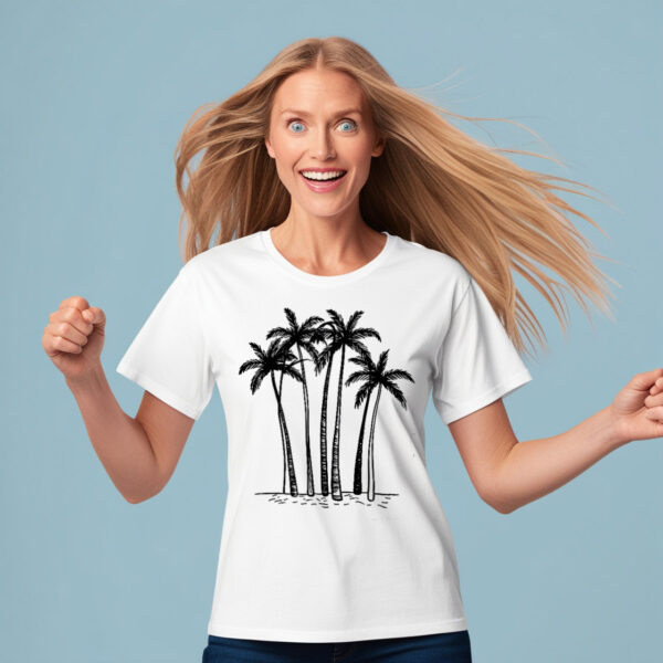 Palm Paradise Relaxing Design on a Classic Crew Neck T-shirt (Small)