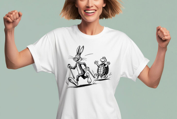 Turtle Meets Rabbit Playful Design on a Comfortable Cotton T-shirt