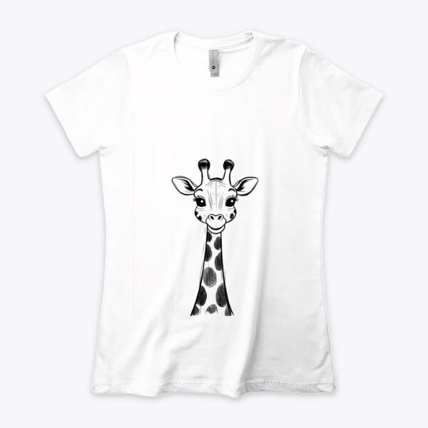 Small size classic white t-shirt featuring a majestic giraffe design