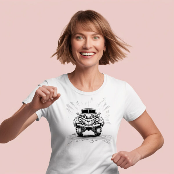 Vicious Vehicle Eye-Catching T-Shirt Featuring a Scary Truck