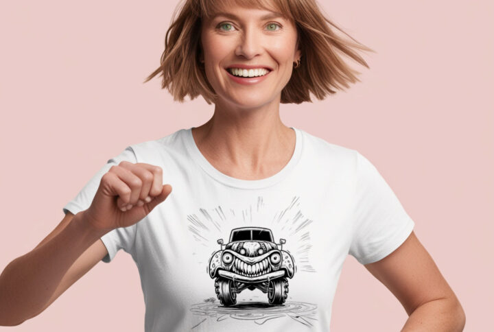 Vicious Vehicle Eye-Catching T-Shirt Featuring a Scary Truck