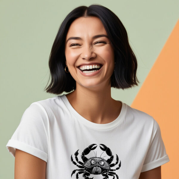 Crab of Terror Scary Crab Graphic on a Bold Crew Neck T-shirt in Small Size