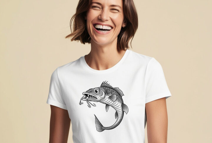 Gone Fishing t-shirt featuring a powerful big fish design