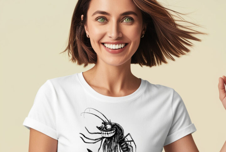 Ghoulishly Cute T-shirt with Scary Shrimp Design