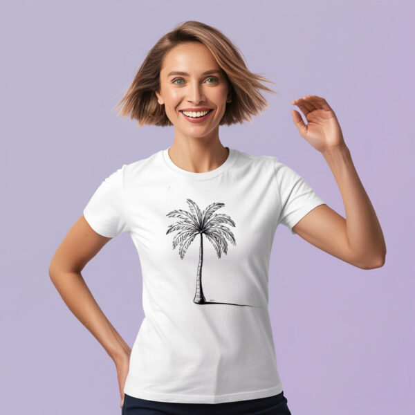 Tropical Tranquility Eye-catching Palm Tree Graphic T-shirt (Small)