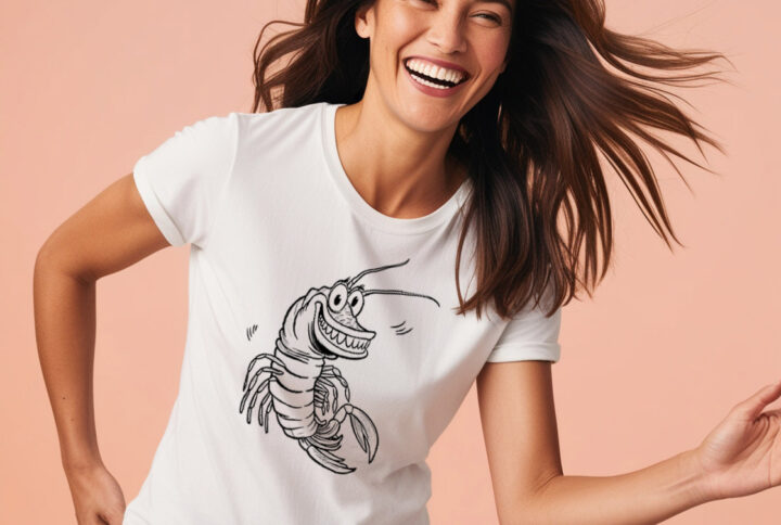 Frighteningly Cute Scary Shrimp Crew Neck T-shirt