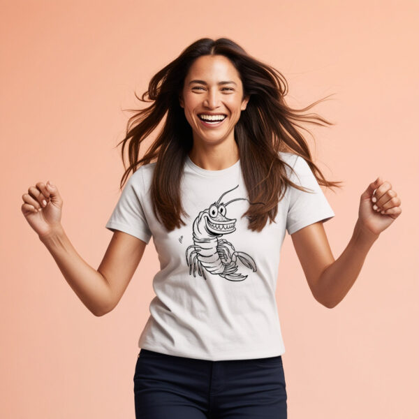 Frighteningly Cute Scary Shrimp Crew Neck T-shirt in Small Size