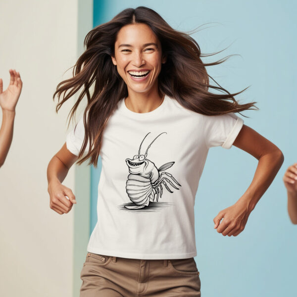 Creepy Cute Delight Scary Shrimp Crew Neck Cotton T-shirt in Small Size