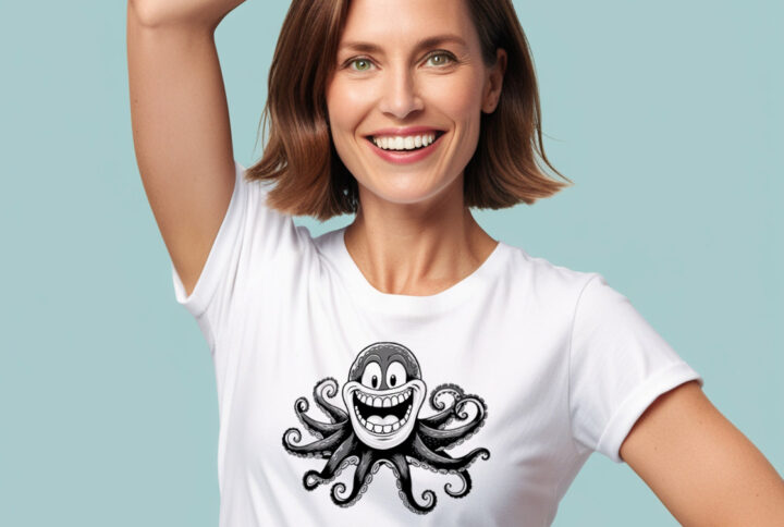 Fiery Adorably Tentacled Cute Octopus Crew Neck T-shirt