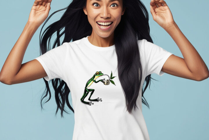 Frog with a Smoke Stylish Crew Neck T-shirt