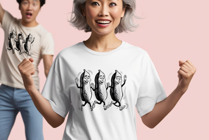 Dancing Nuts - Chilling Crew Neck T-shirt with Creepy Peanut T-shirt Graphic