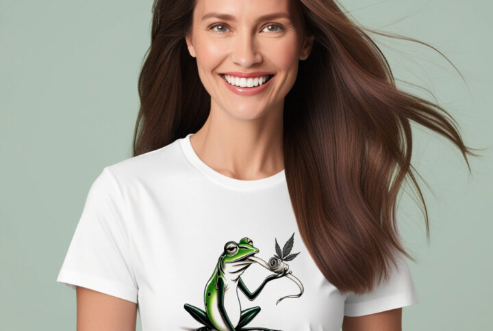 Frog Smokes Edgy and Fun Crew Neck T-shirt