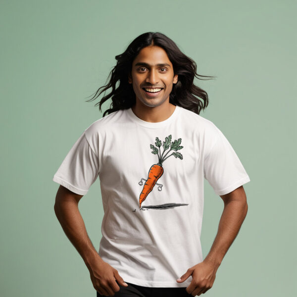 Fresh Pick Vibrant Carrot Design on a Stylish Crew Neck T-shirt