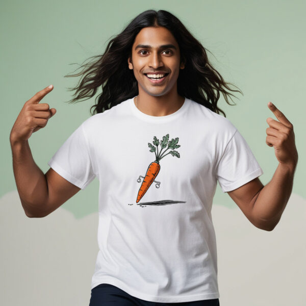 Fresh Pick Vibrant Carrot Design Crew Neck T-shirt in Small Size