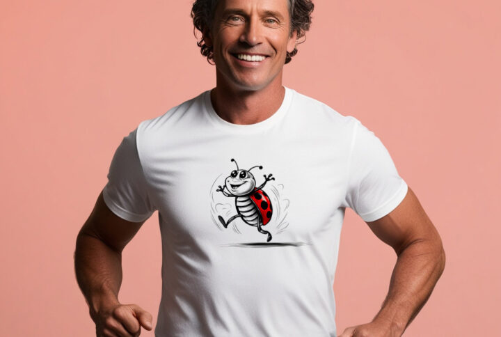 Heartfelt Charm T-shirt with a cute love bug design on a cozy shirt