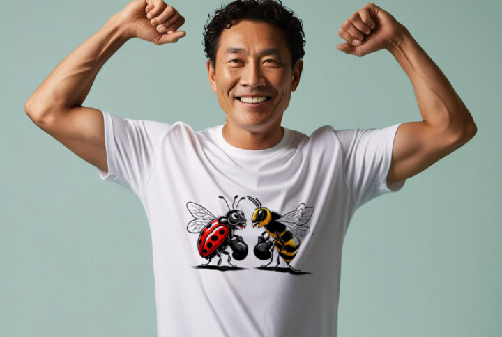 Combat Bugs Playful T-shirt with Love Bug and Beetle in Boxing Gloves
