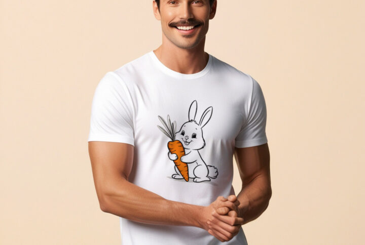 Hoppy Harvest T-shirt with cute bunny and carrot print