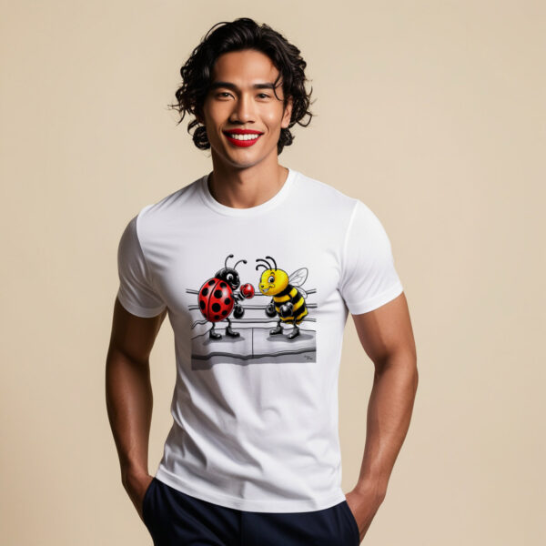 Boxing Bugs Playful T-Shirt with love bug and beetle ready to fight