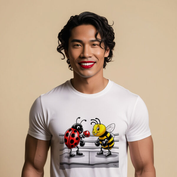 Small Boxing Bugs Playful T-Shirt with love bug and beetle ready to fight