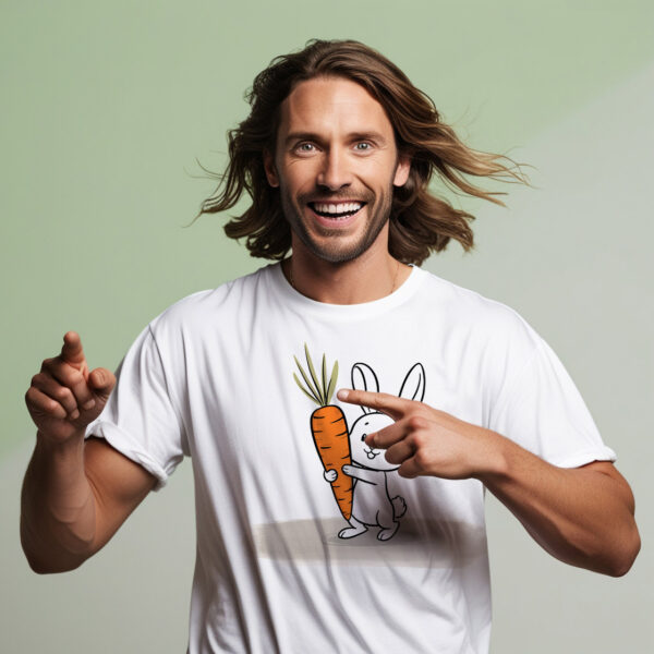 Hop Harvest T-shirt with cute bunny and carrot design